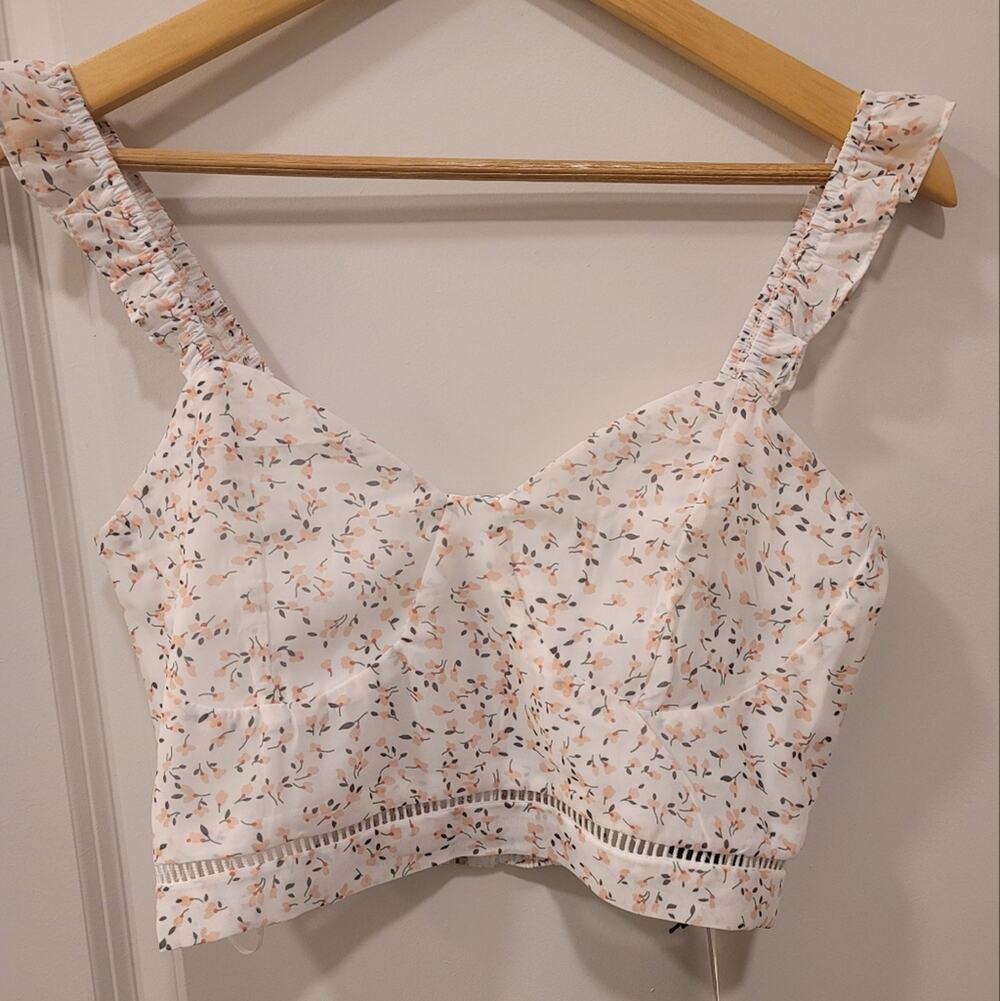 Kendall + Kylie Floral Cropped Bustier Top